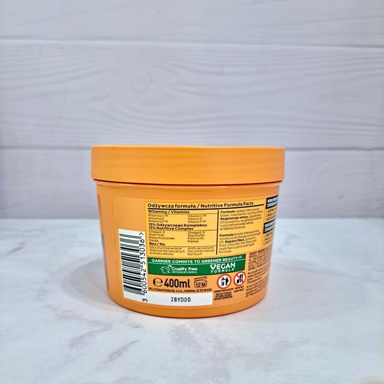 ماسک مو ترمیمکننده گارنیر مدل Fructis Hair Food Papaya مخصوص موهای آسیبدیده 400 میلیلیتر