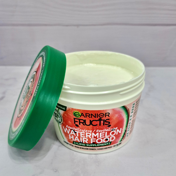 ماسک مو حجمدهنده و تقویتکننده گارنیر مدل Fructis Hair Food Watermelon مخصوص موهای نازک 400 میلیلیتر